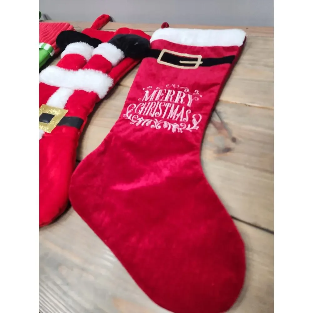 Lot of 5 Whimsical Christmas stockings Santa Upside Down Snowman